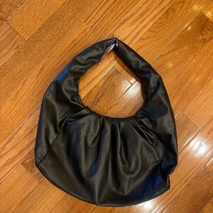 Time and Tru Black Faux Leather Slouchy Shoulder Bag Purse NEW